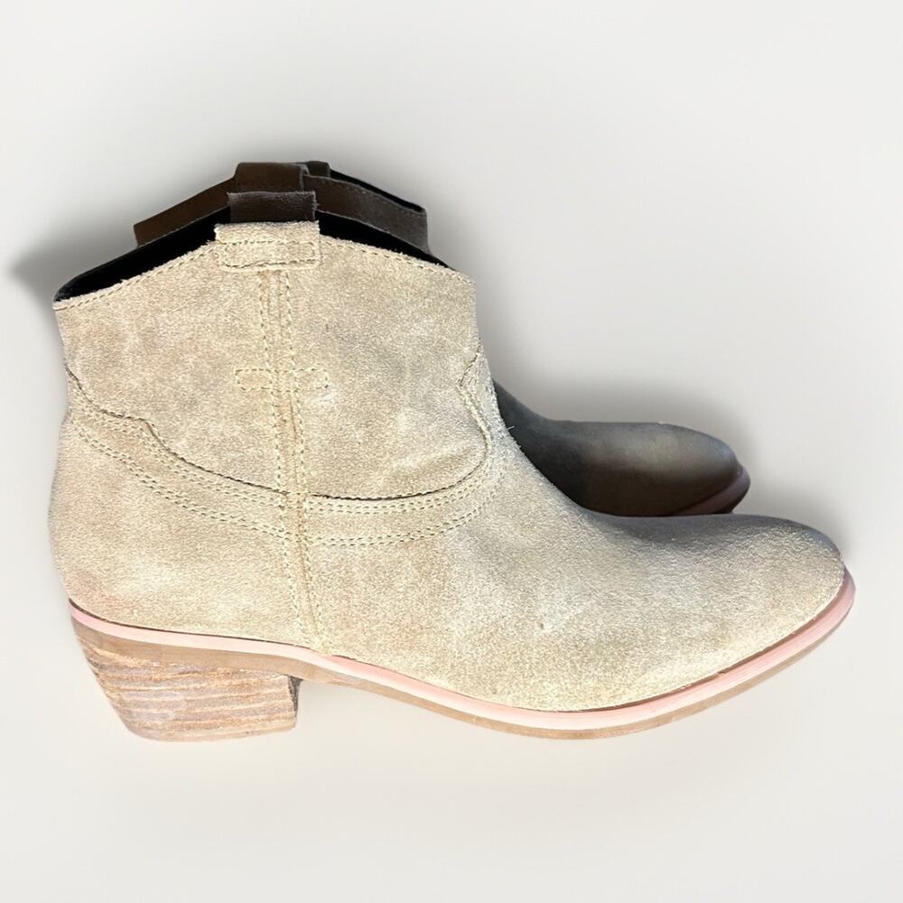 Diba True Moon River Women's 8.5 Tan Suede Western Ankle Booties Slip On Cowgirl